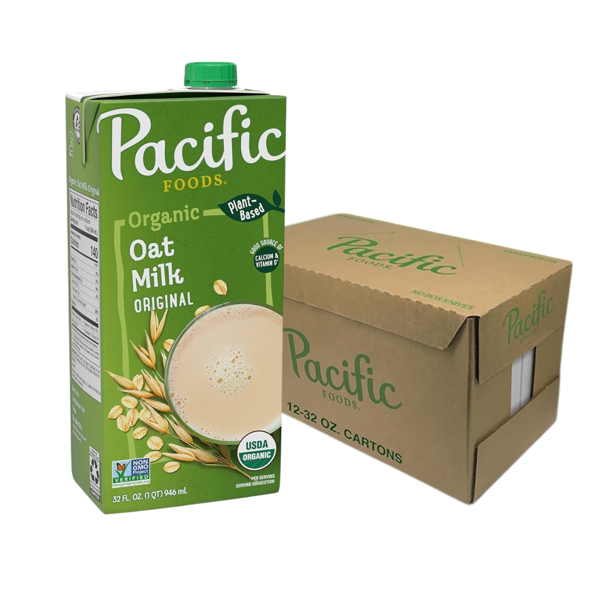 Bebida de avena Pacific Foods Bebida de avena Pacific Foods con azúcar en envase de 946 ml, ideal para café, cereales y recetas vegetales.